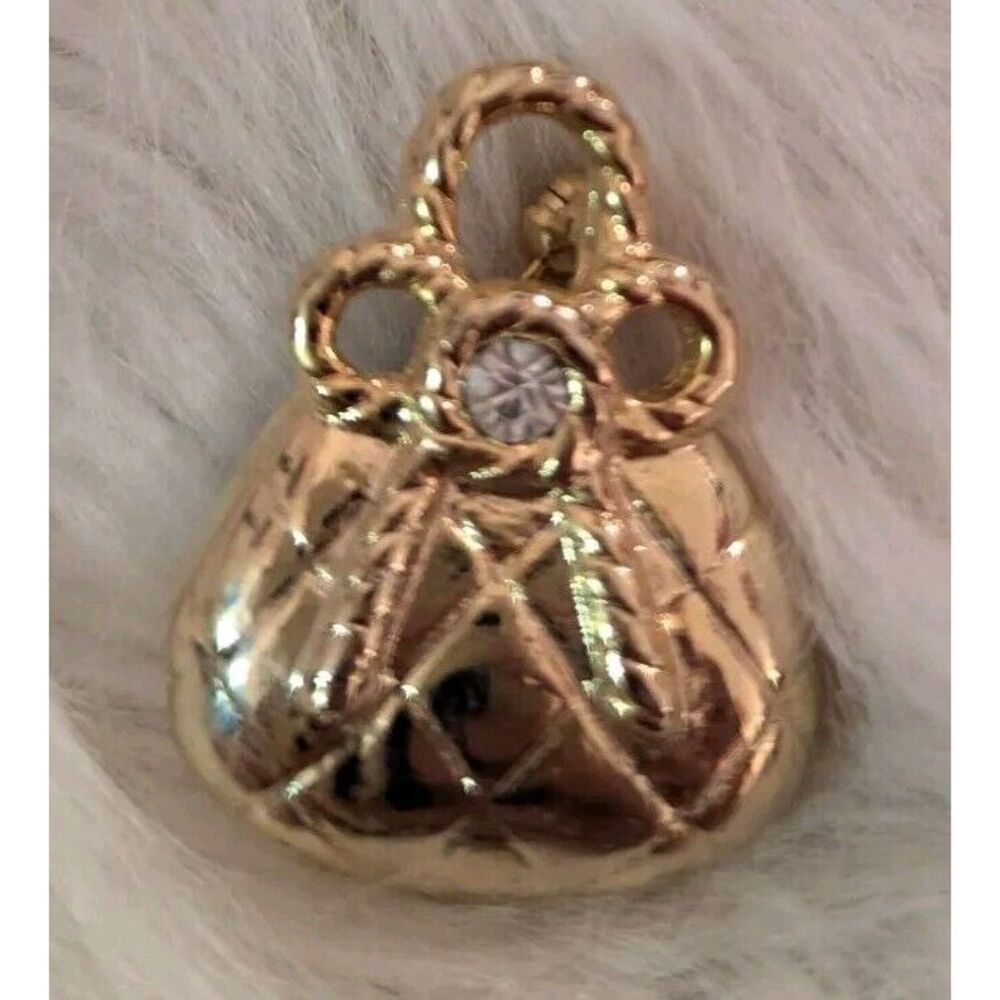 Gold Bag Style Brooch - Picture 2 of 4